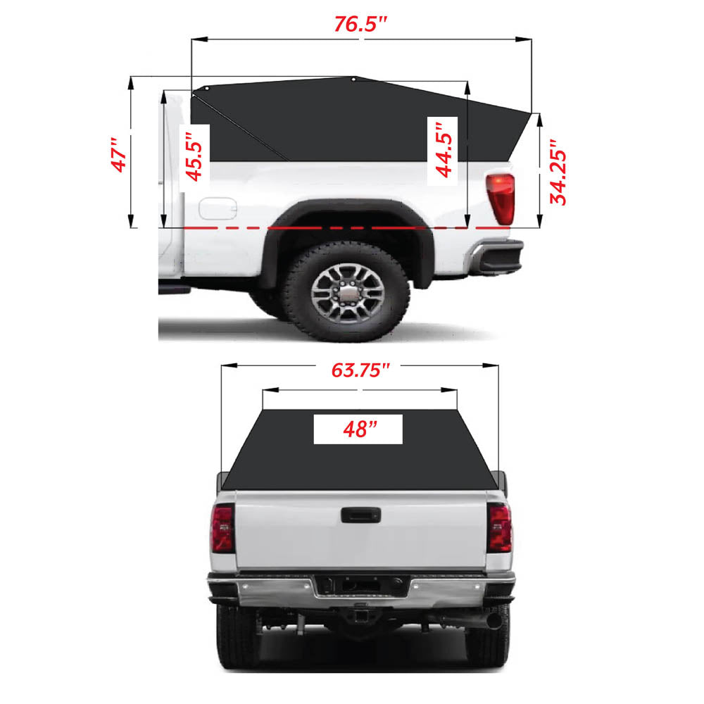 ford f-150 measurement for truck topper cap