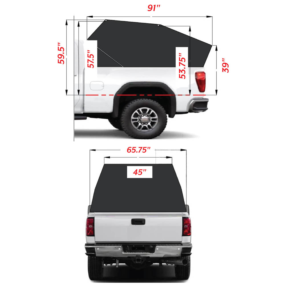 chevy silverado measurements for truck topper cap