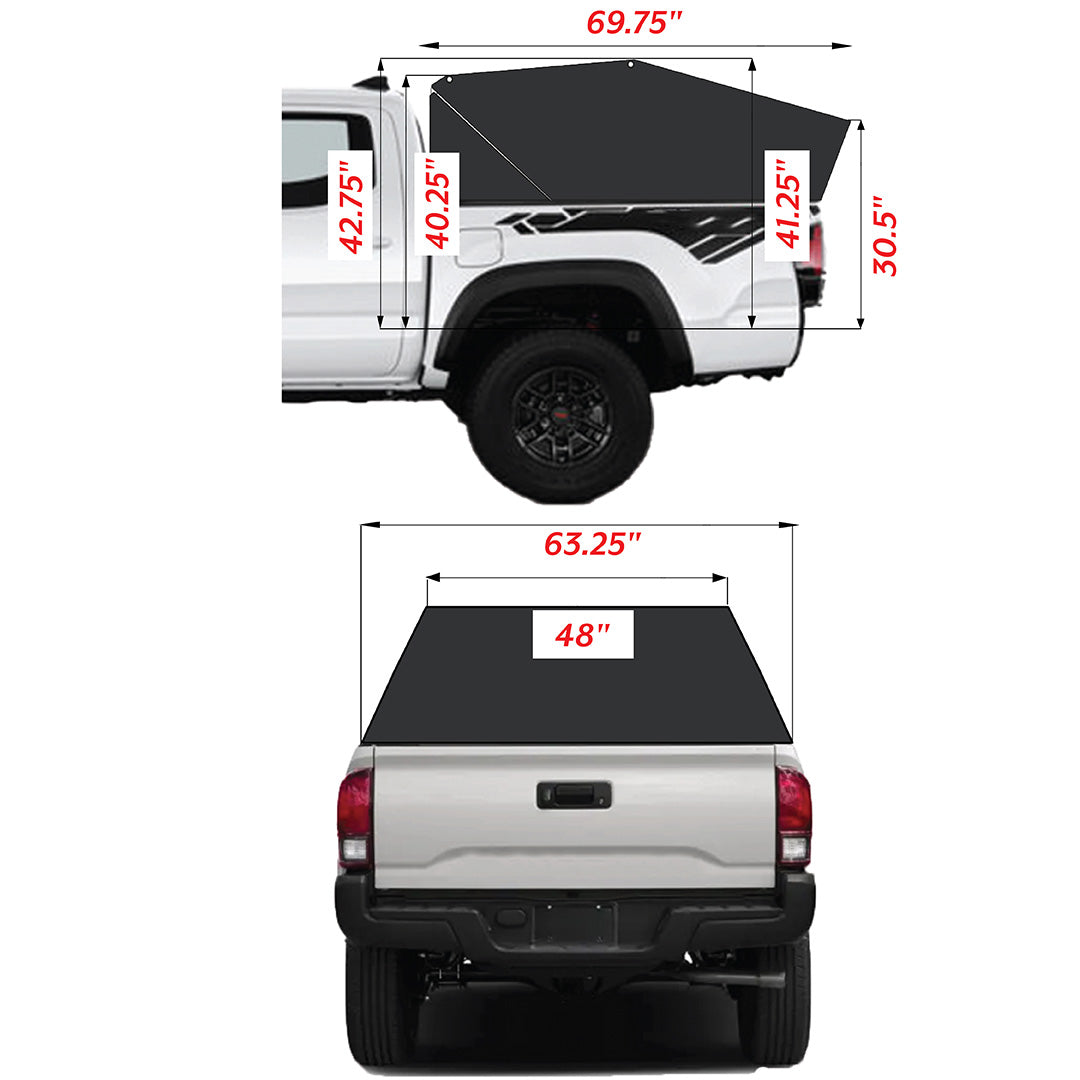 measurements for truck topper for toyota tacoma